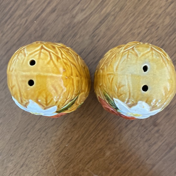 VTG Florida Souvenir Ceramic Salt & Pepper Shakers with Orange Blossom Flower - Picture 2 of 8